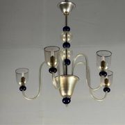 Venetian chandelier in gold and dark blue Murano glass, 5 light arms, circa 1960