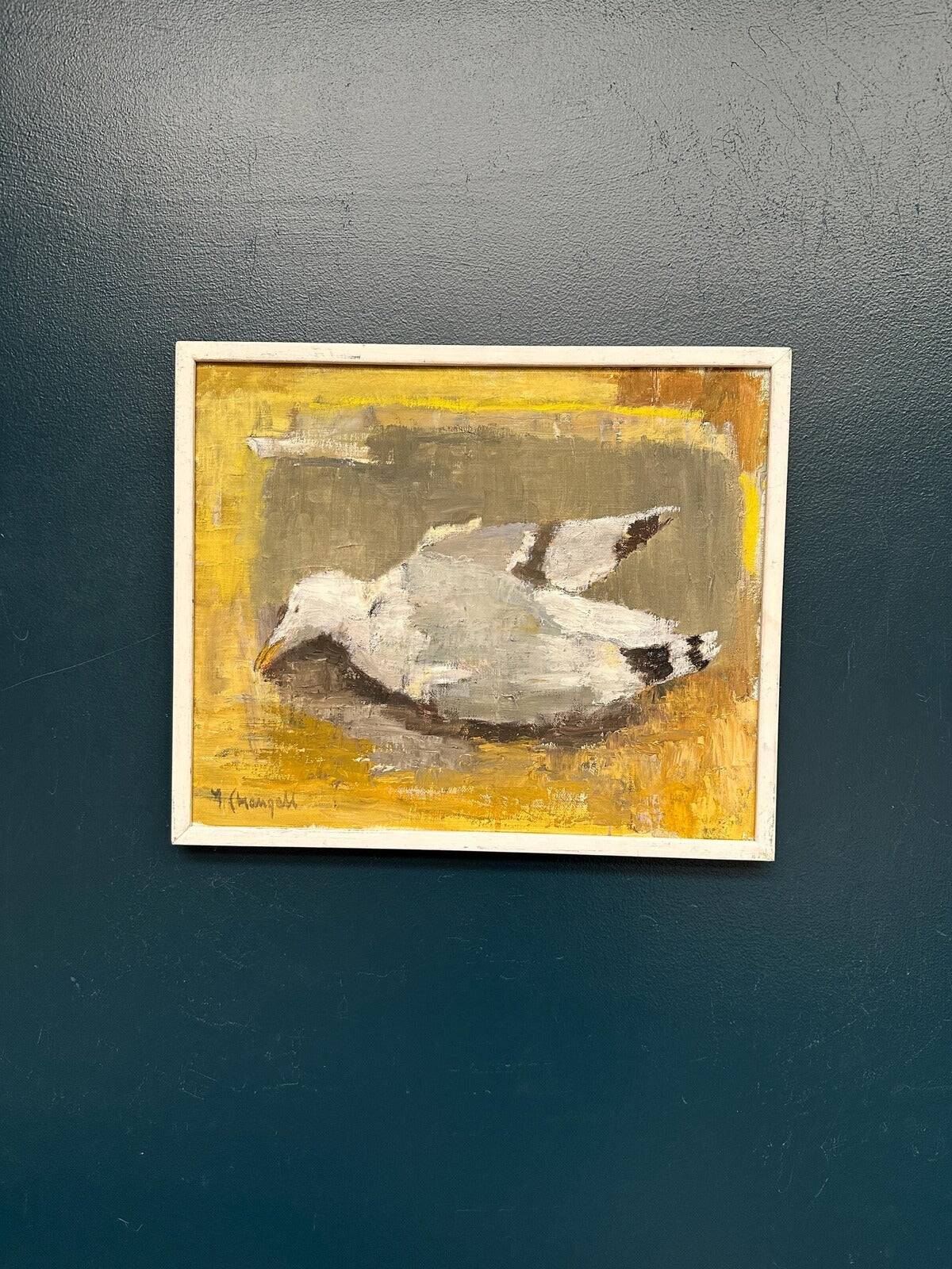 Original Swedish Oil on Canvas – “Seagull” by Ingeborg Stragnell – Signed