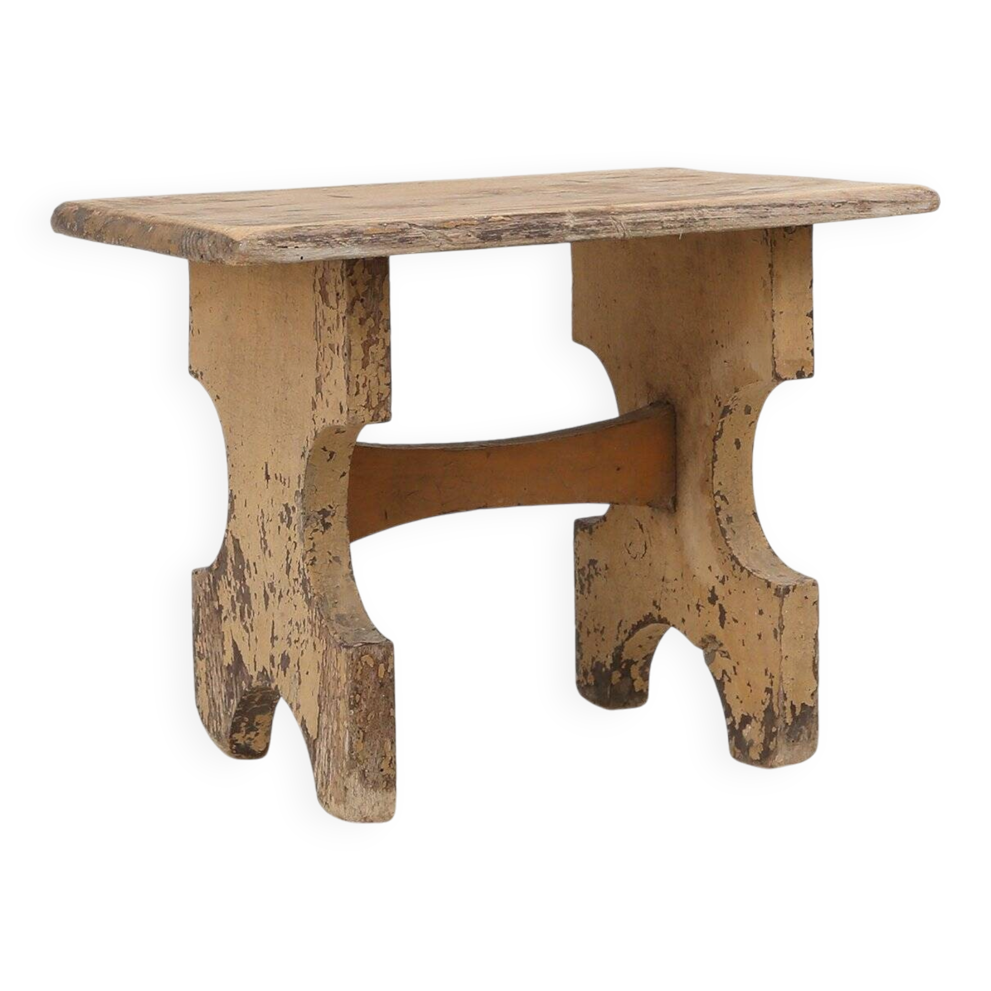 Rustic Shaped Low Stool in Painted Wood, France ca. 1900