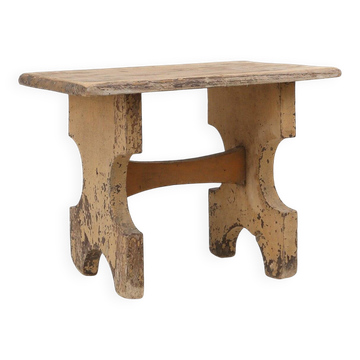 Rustic Shaped Low Stool in Painted Wood, France ca. 1900