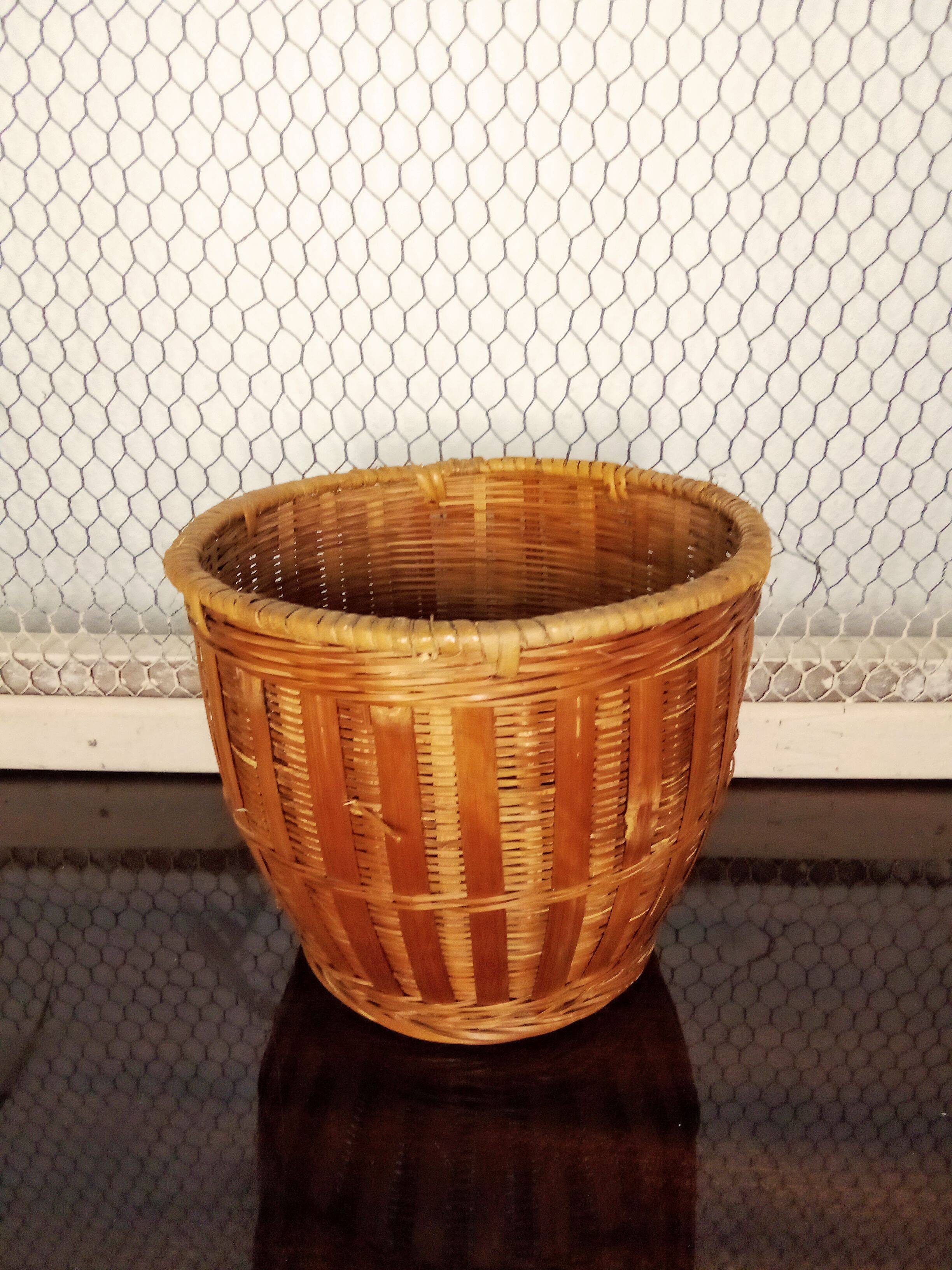 Vintage wicker plant pot