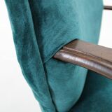 1970s Pair of Refurbished Beech Armchairs in Velvet, Czechoslovakia