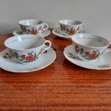 4 tasses à thé en porcelaine
