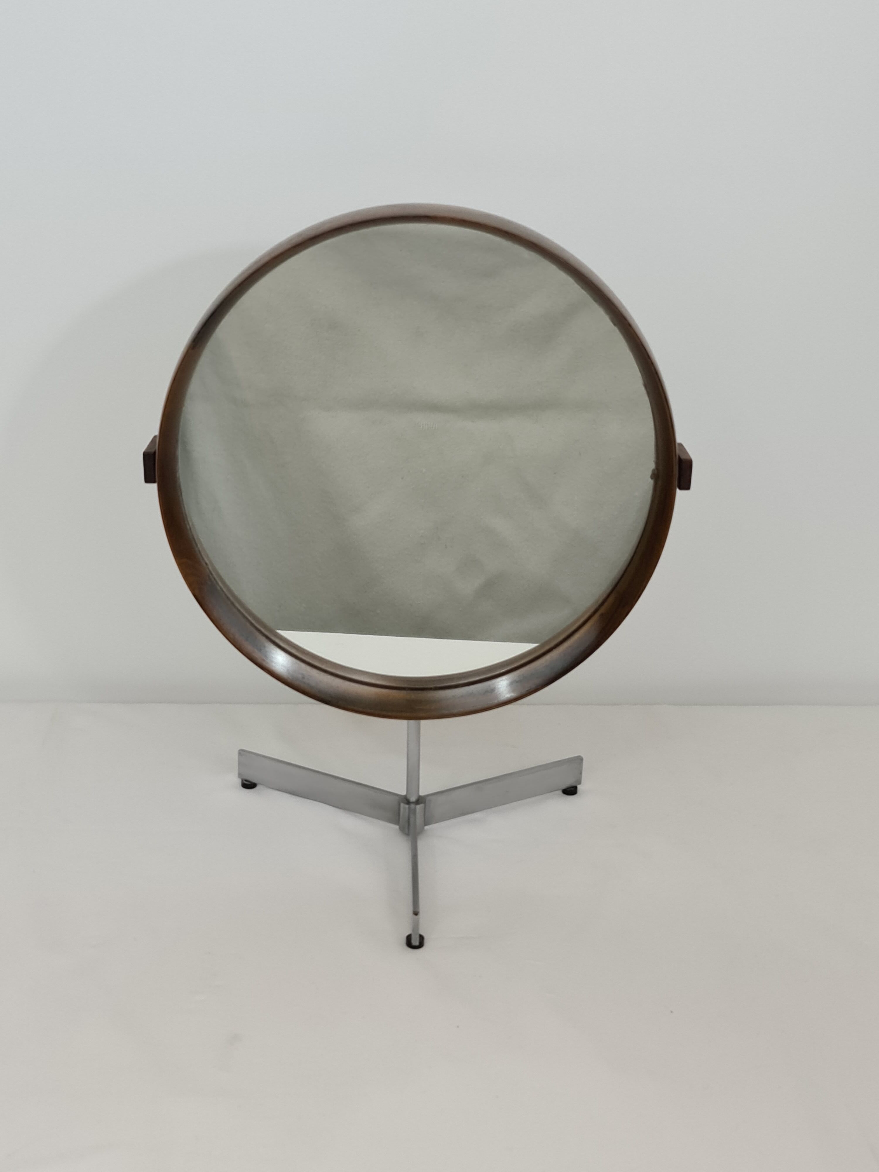 Uno and Osten Kristiansson rosewood table mirror edition Luxus Sweden circa 1960