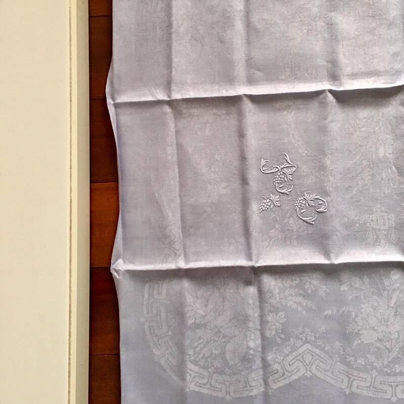 Old embroidered table napkin AC lilac