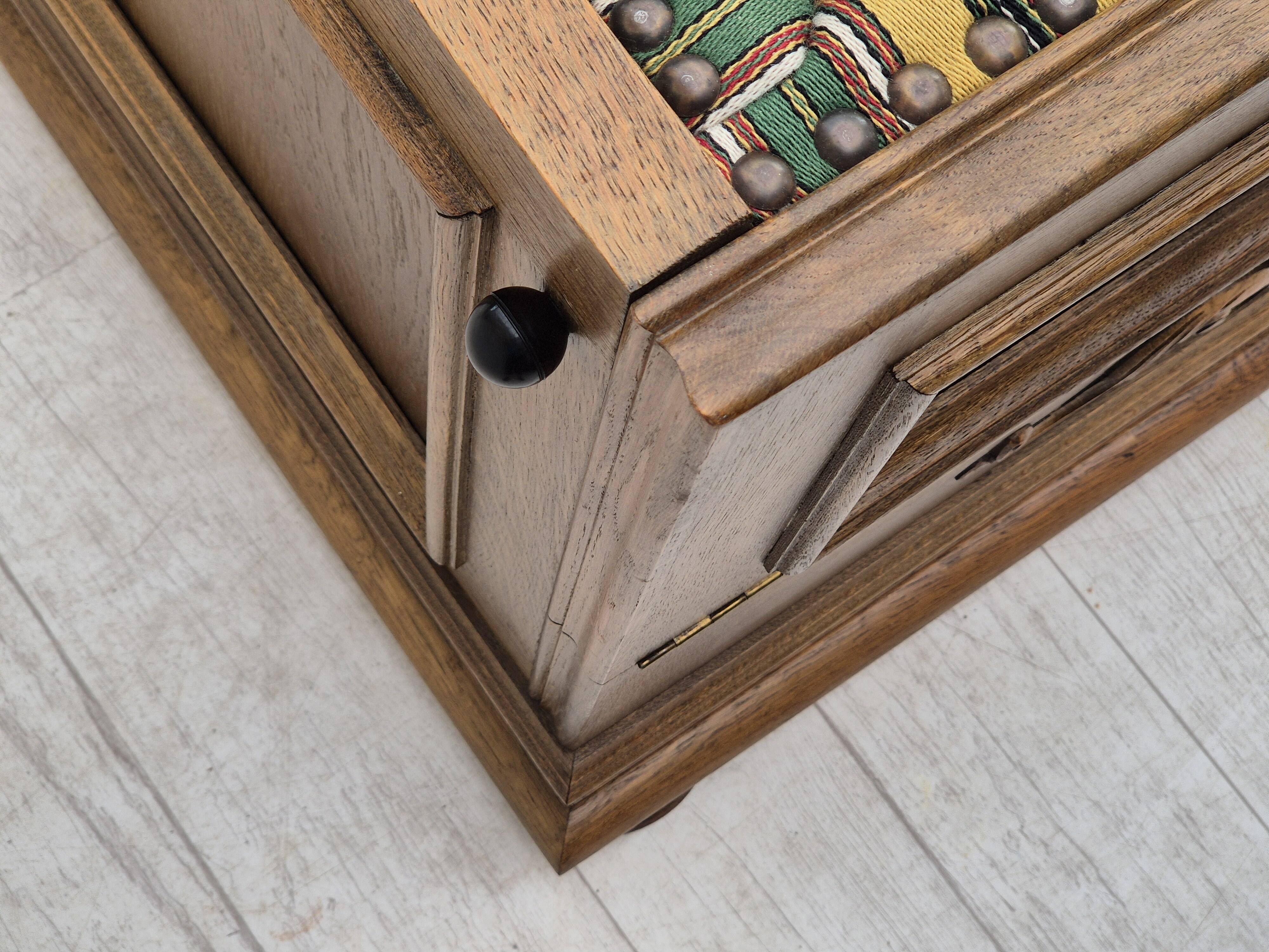 1960s, Danish drop arm sofa, furniture wool, oak wood, orginal condition.