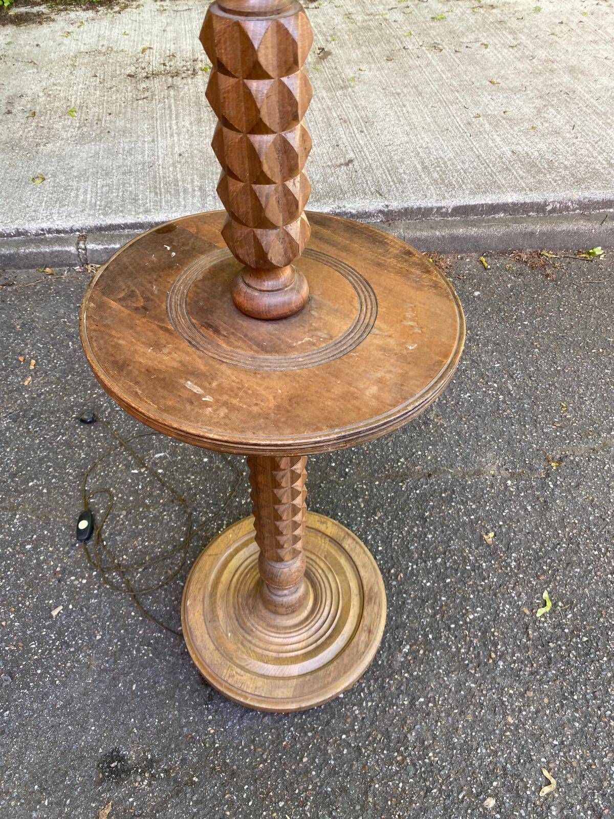 Art Deco floor lamp in solid wood in the style of Charles Dudouyt 1950