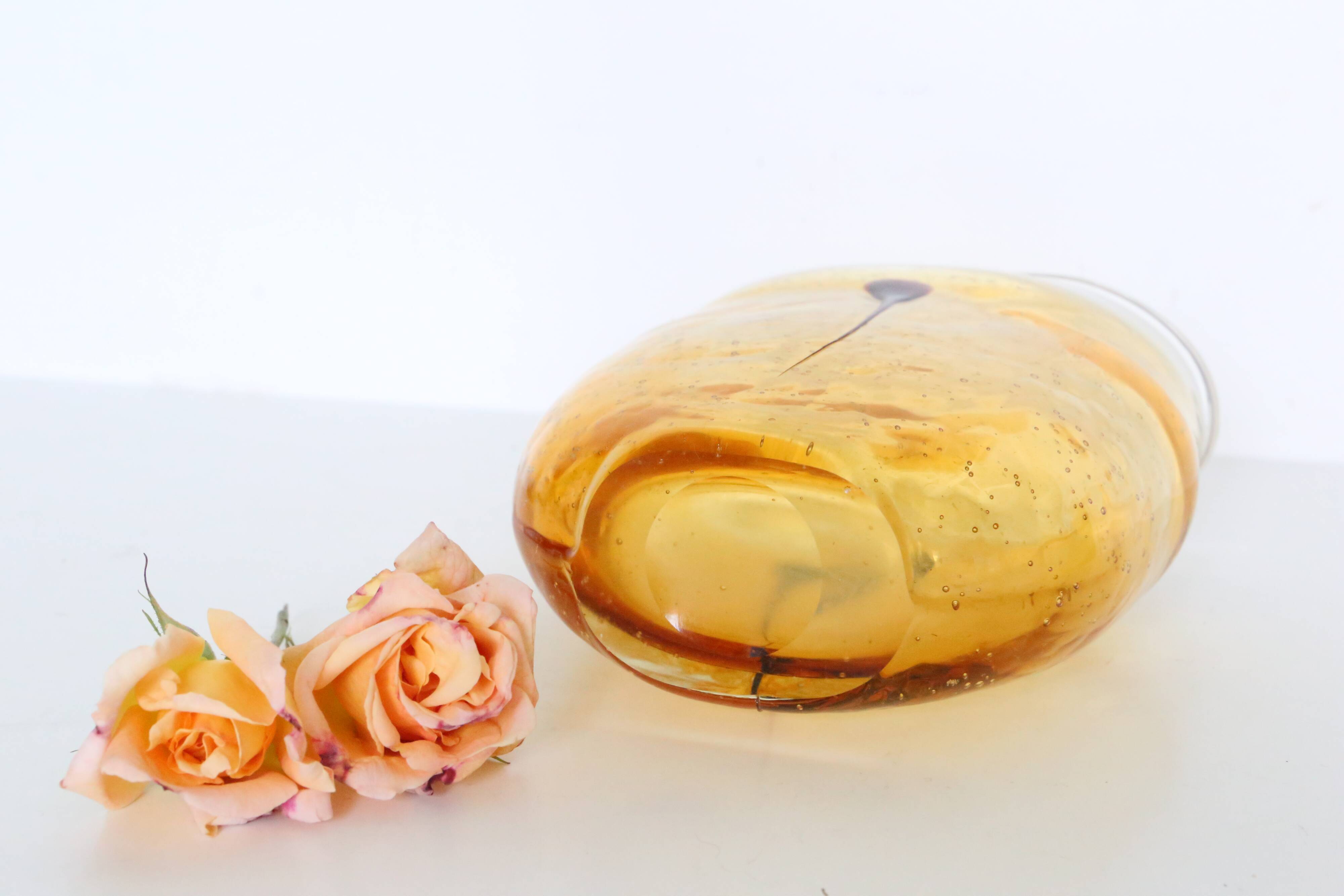 Beautiful mouth-blown bubble glass vase