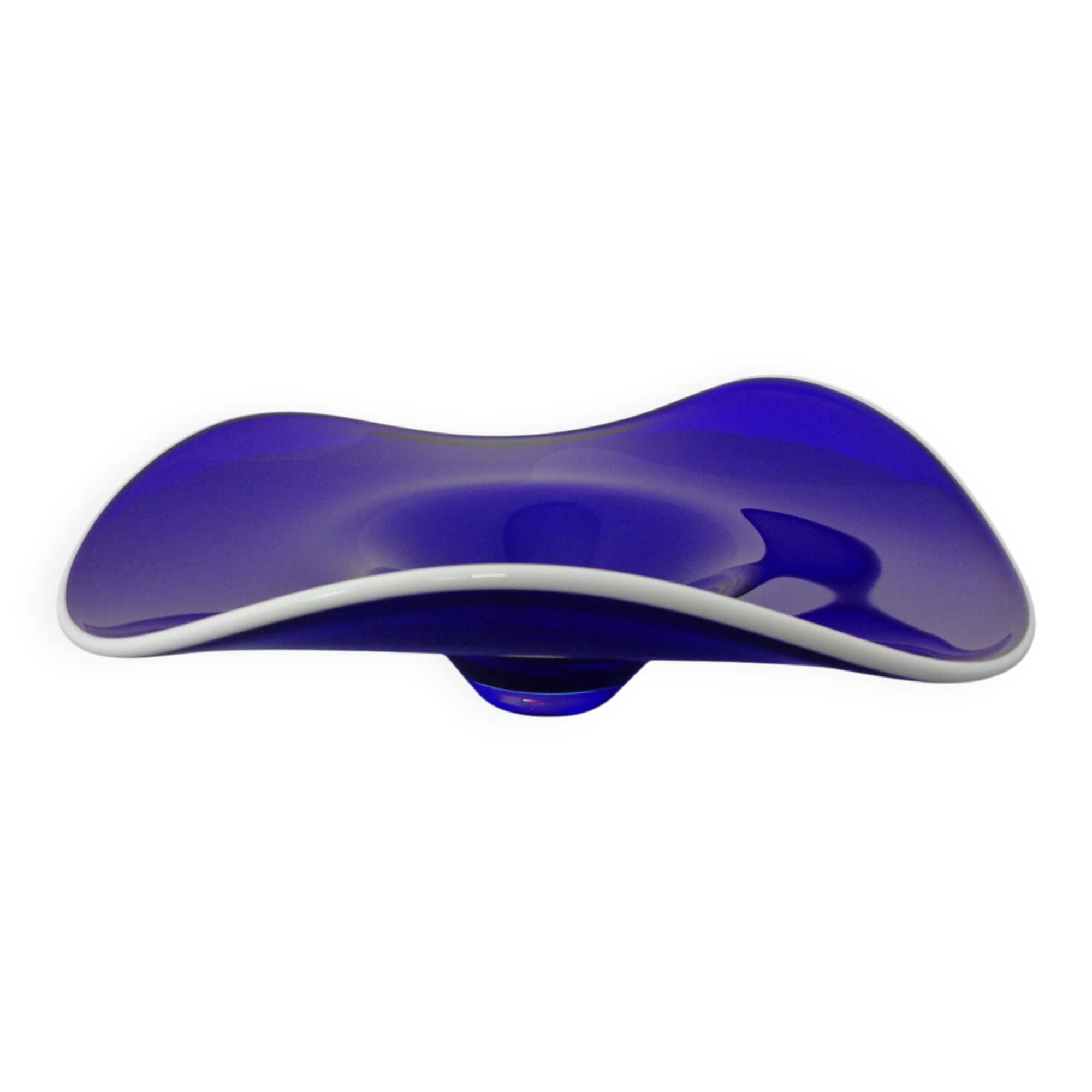 Large blue glass bowl, Czechoslovakia, 1960s