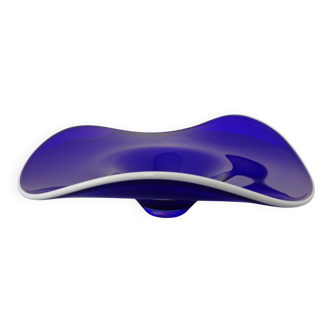 Large blue glass bowl, Czechoslovakia, 1960s