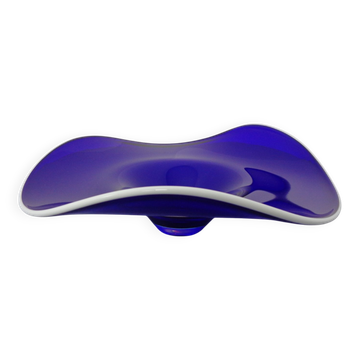 Large blue glass bowl, Czechoslovakia, 1960s
