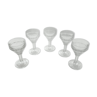 Antique pressed glass liqueur stemmed glasses