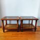 Pair of wooden and cane sofa ends