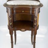 Louis XVI style walnut and marble cabinet