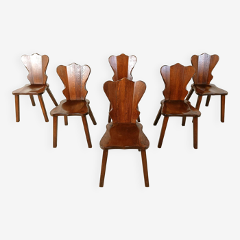 Chaises à repas vintage brutalistes, lot de 6 - 1960