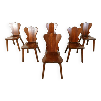 Vintage brutalist dining chairs, set of 6 - 1960s