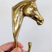 Set of 3 brass wall hooks horse head vintage coat hangers