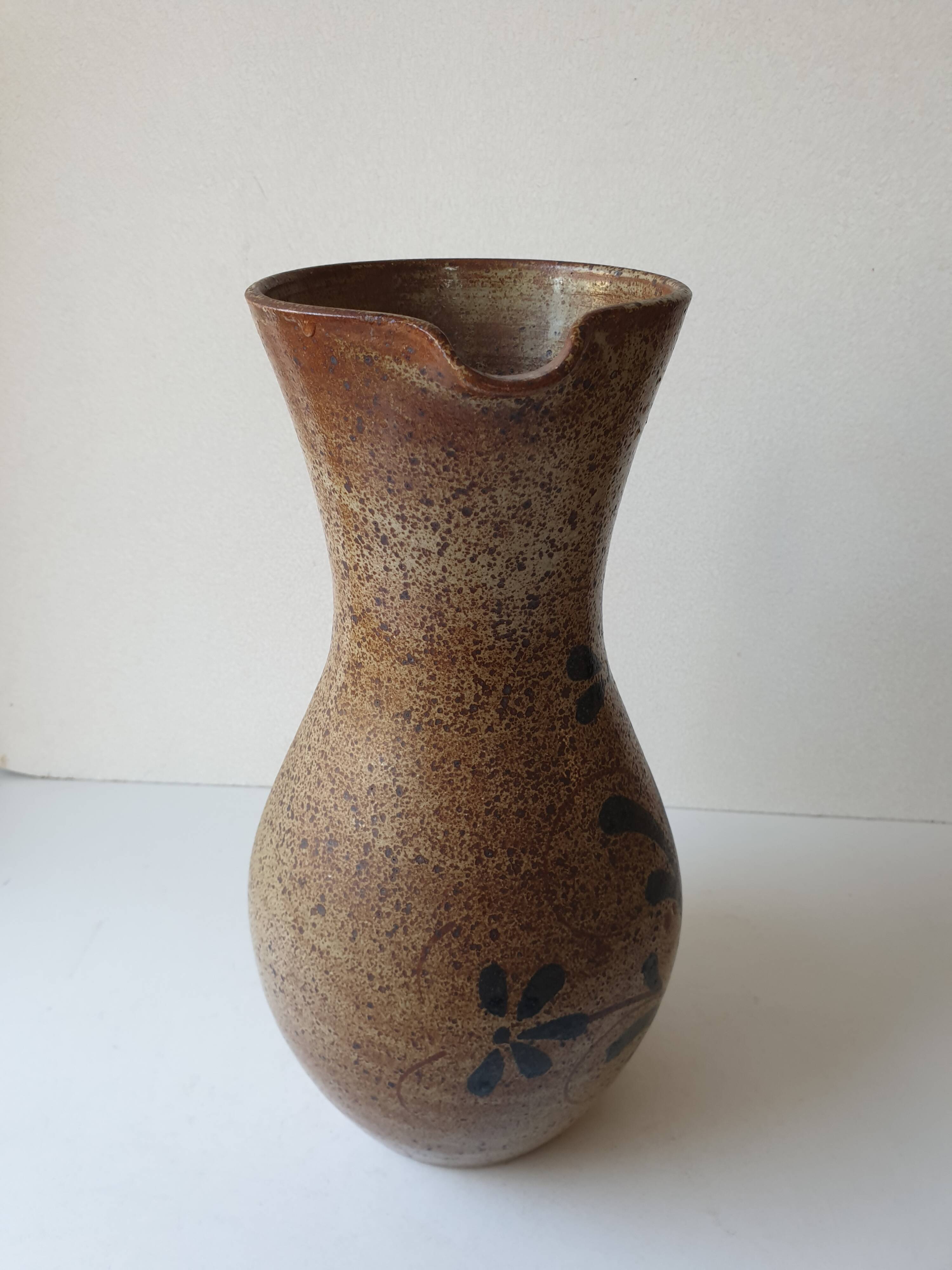 Large glazed stoneware ceramic pitcher Le refuge - 29cm