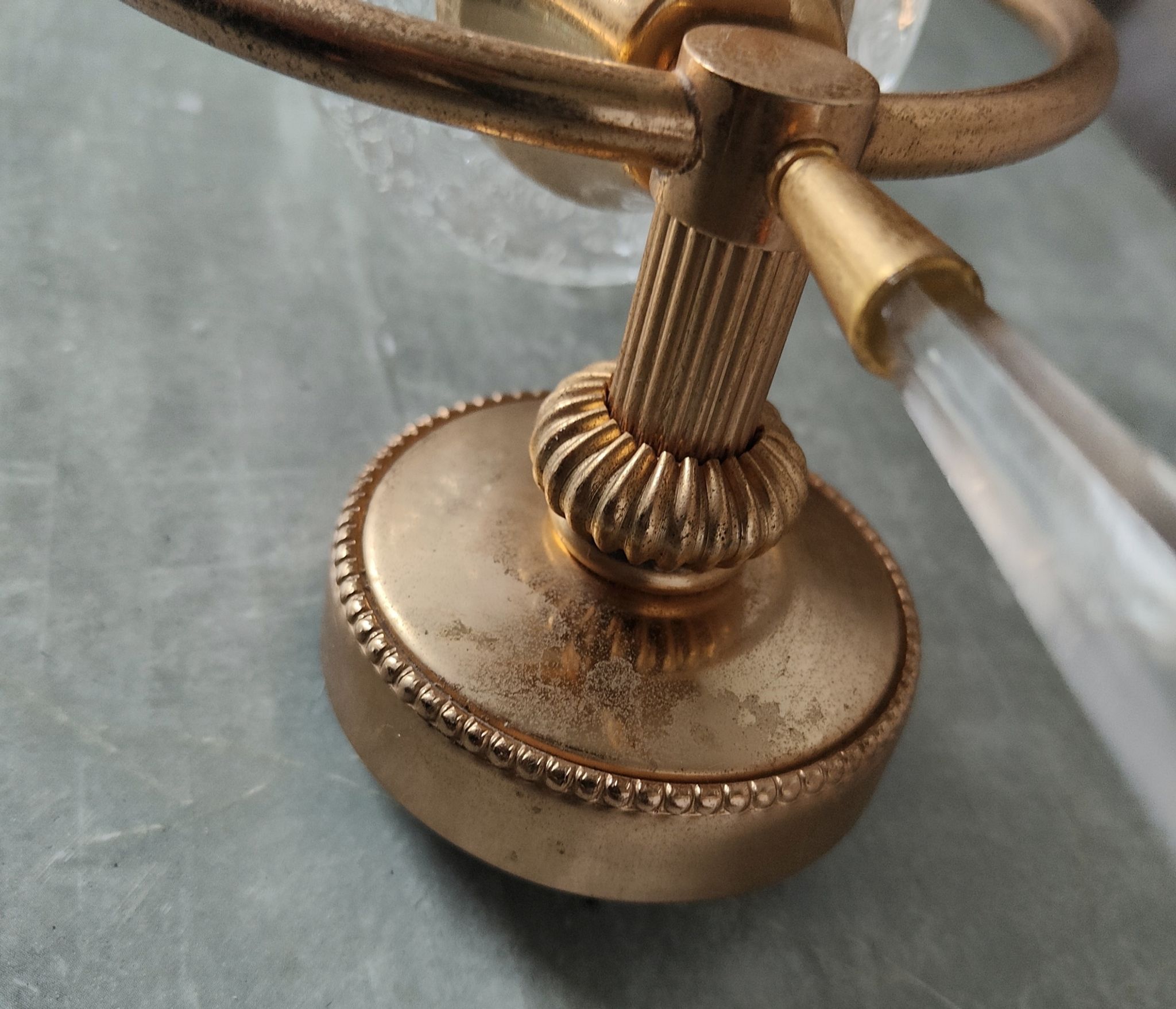 Paire appliques verre et métal doré