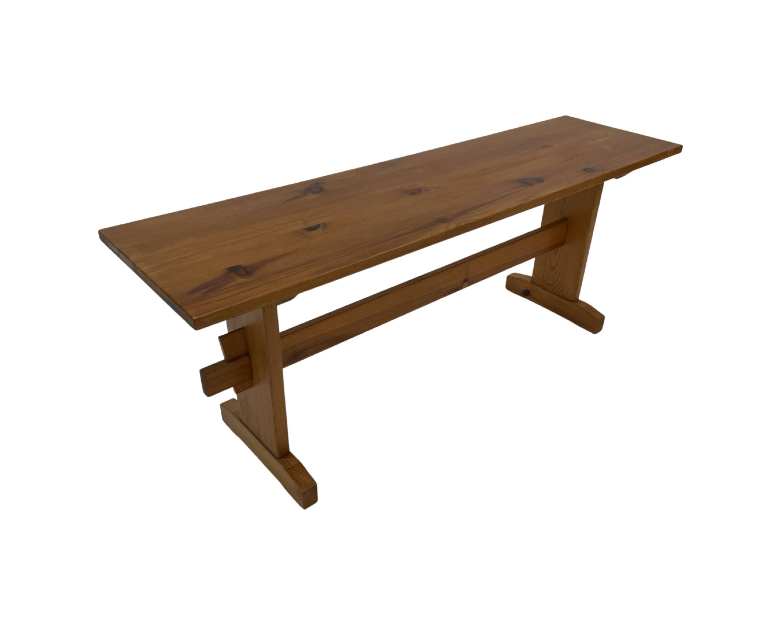 Vintage Scandinavian modern pinewood bench from the 1960's