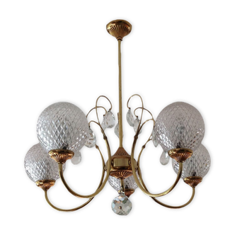 Glass and gold with stamps hanging lamp