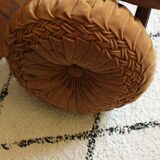 Velvet cushion rosette bronze camel braided