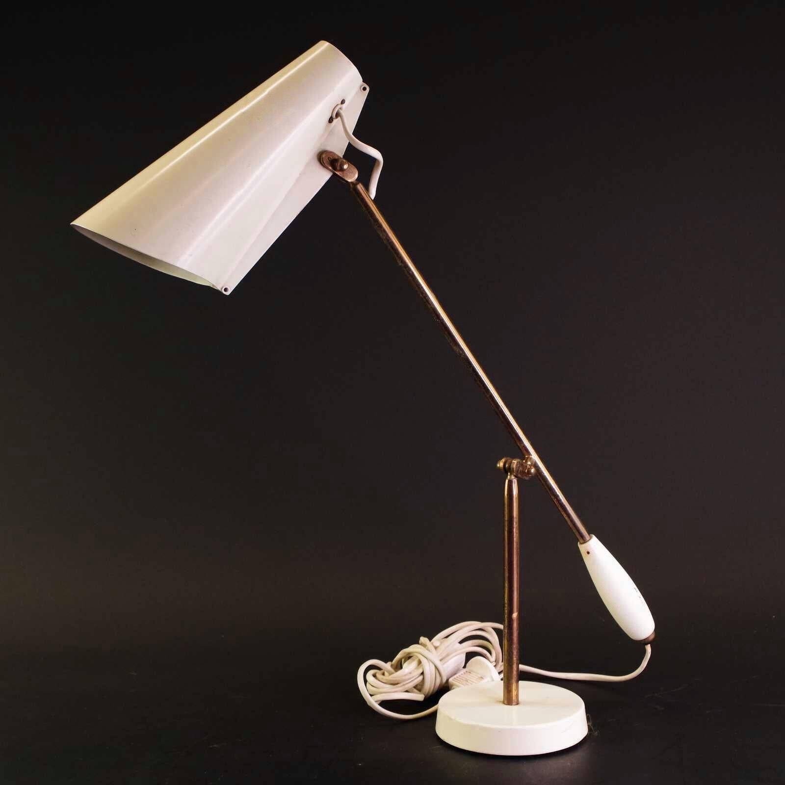 Midcentury Modern White Table Lamp "Birdy" by Birger Dahl, Sonnico, Norway 1950s