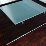 Glass table with shelf in frosted glass