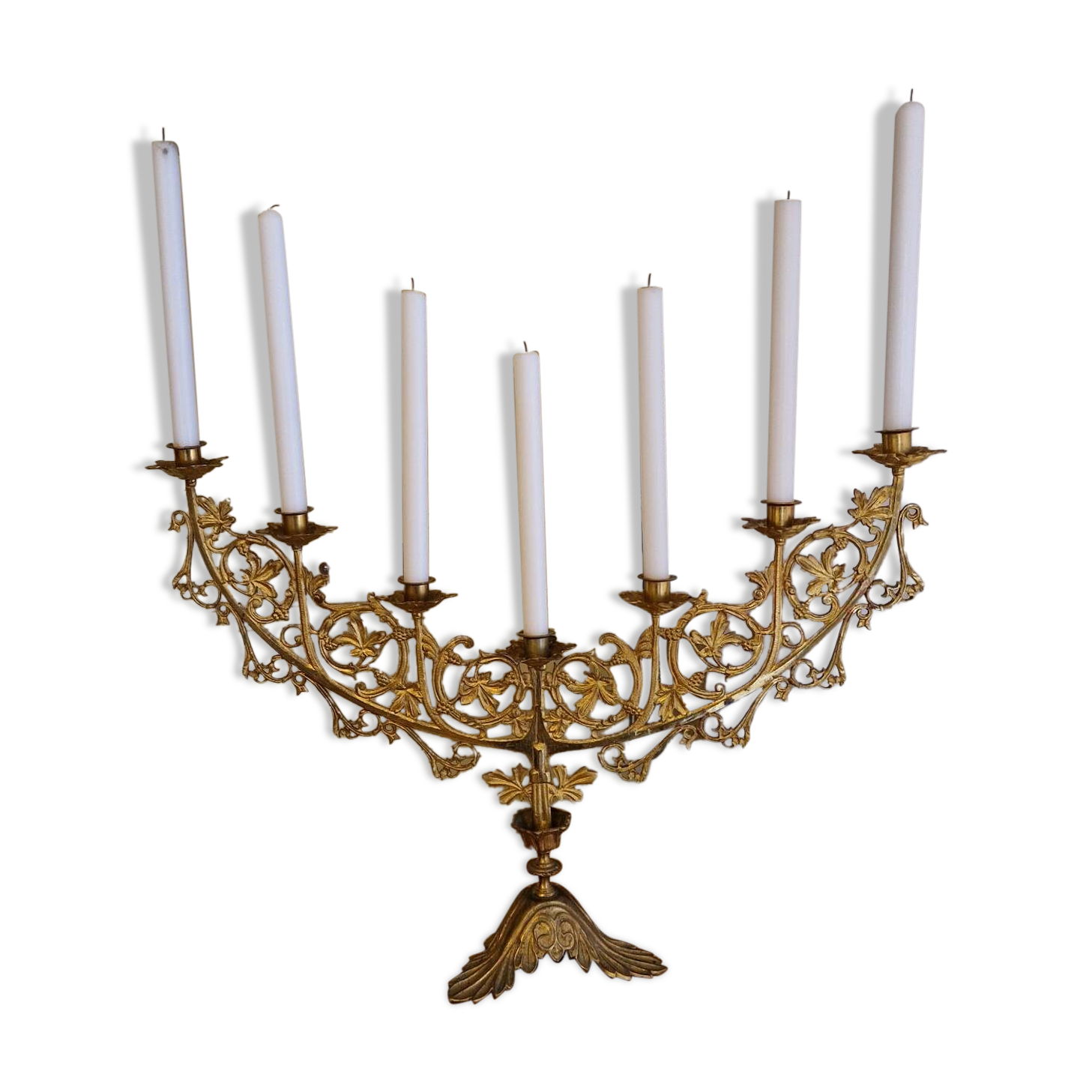 Antique bronze and brass candelabrum, large model, 19th century candlestick.