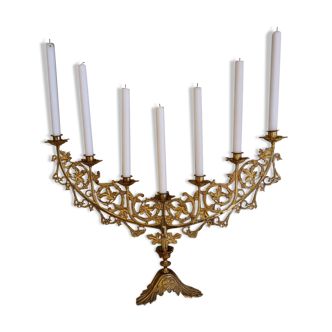 Antique bronze and brass candelabrum, large model, 19th century candlestick.