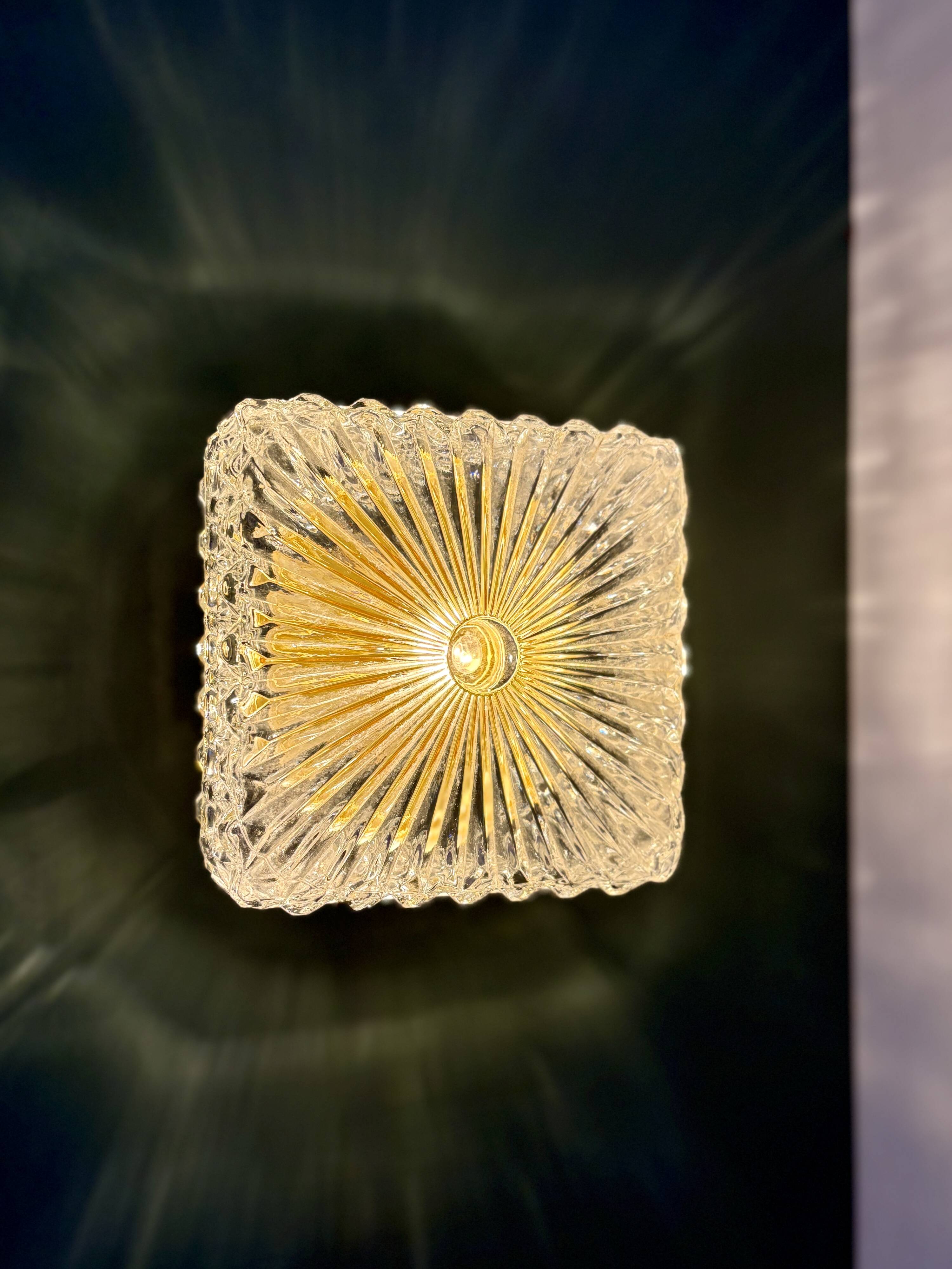 Vintage square glass globe wall/ceiling light.