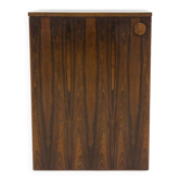 Self-supporting wooden bar with a folding lid.