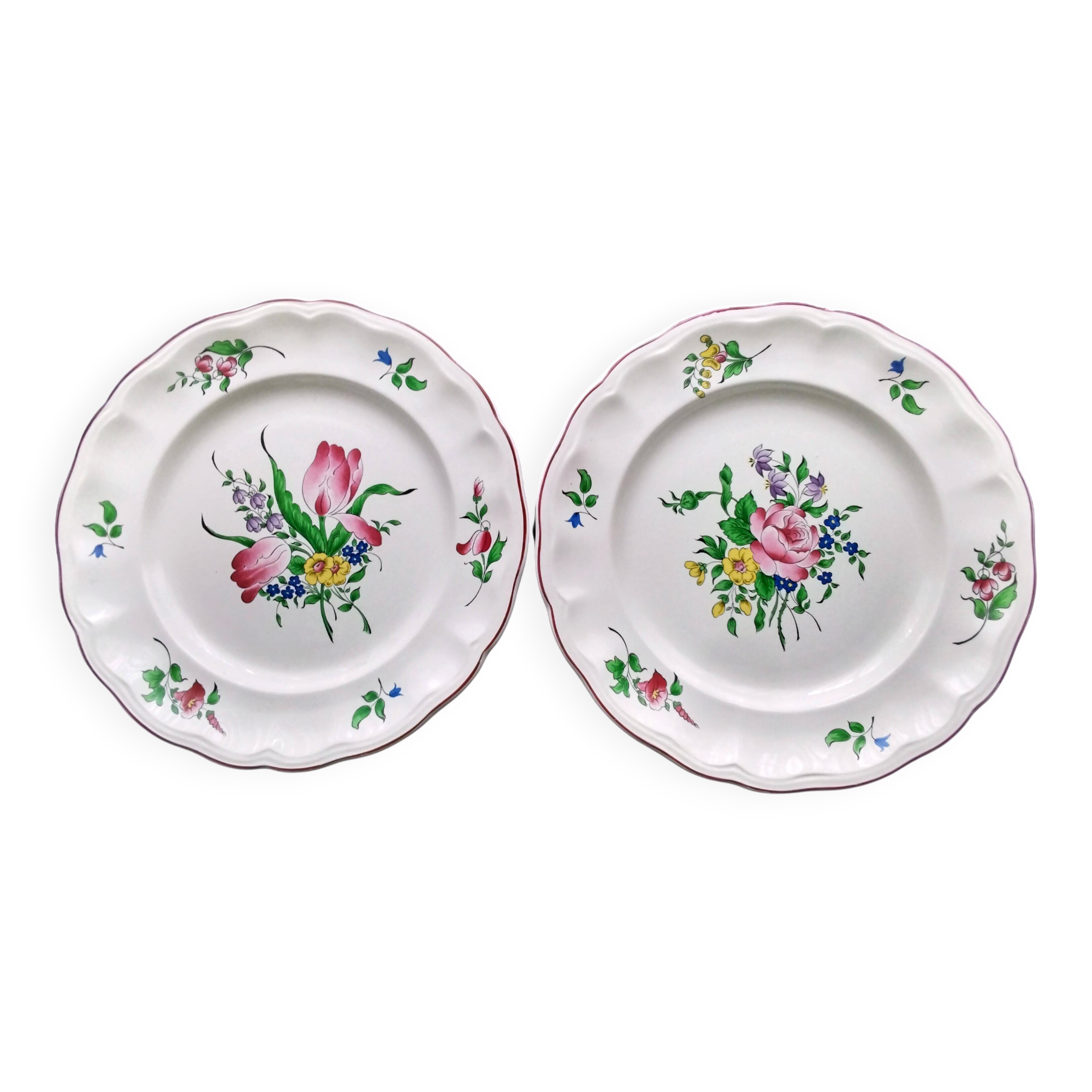 Pair of flat plates in Lunéville earthenware KG Model "Réverbère"
