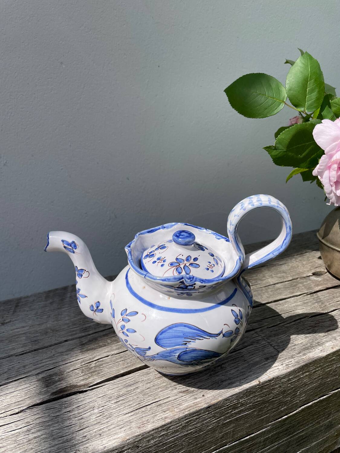 Moustiers blue ceramic teapot