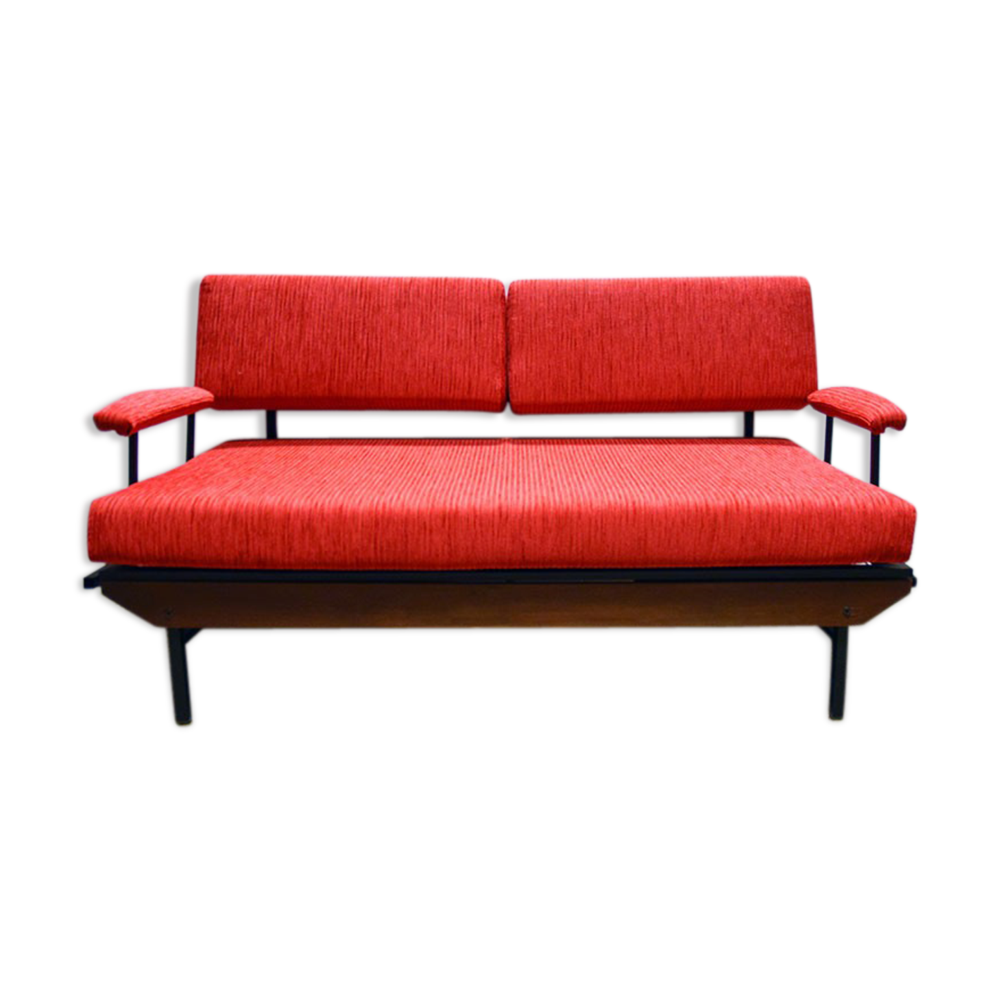 Canapé-lit italien du milieu du siècle en tissu velours côtelé