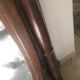 Swivel wooden mirror on stand