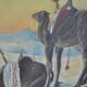 Ancient painting oil s wood, orientalist Bedouin camel desert unsigned