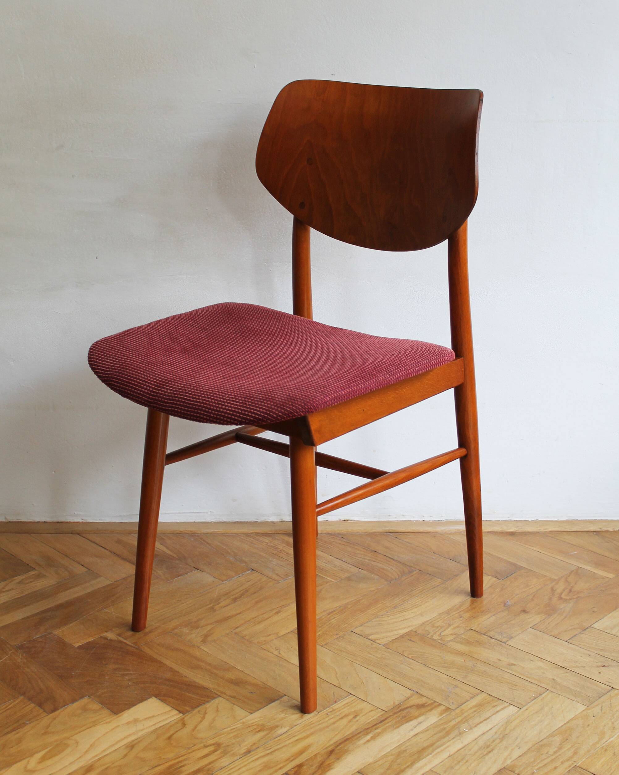 Set of Four 1960s Czech Dining Chairs by TON with Scandi Influence