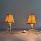 Paire de lampes de chevet du milieu du siècle en laiton et abat-jour en tissu, années 1960, Allemagne