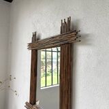 Pair of large vintage bamboo mirrors, 1970s