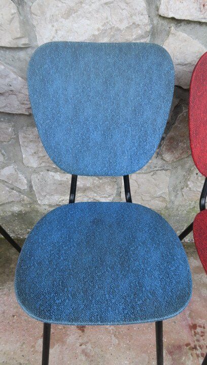 5 vintage skai metal chairs 60 years