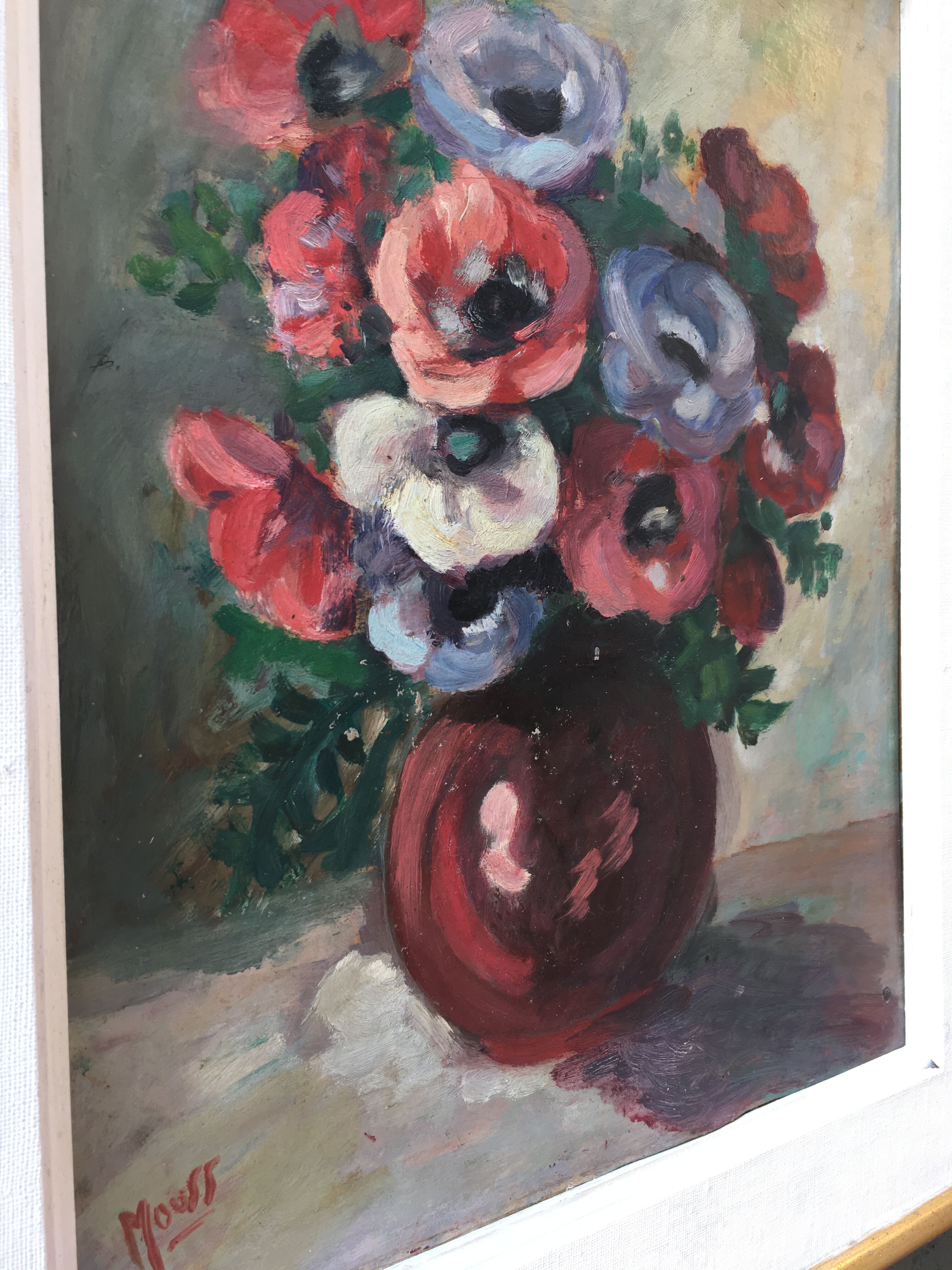 Tableau bouquet d’anémones