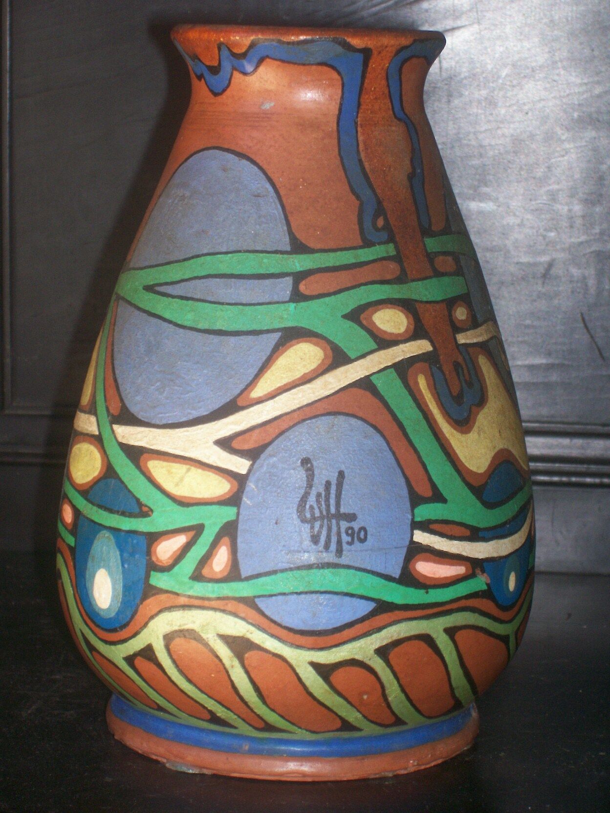 Two Belgium country vases low unique pieces signed