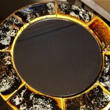 Old vintage round ceramic mirror