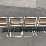 Set of 4 Cesca b32 model chairs in white by Marcel Breuer