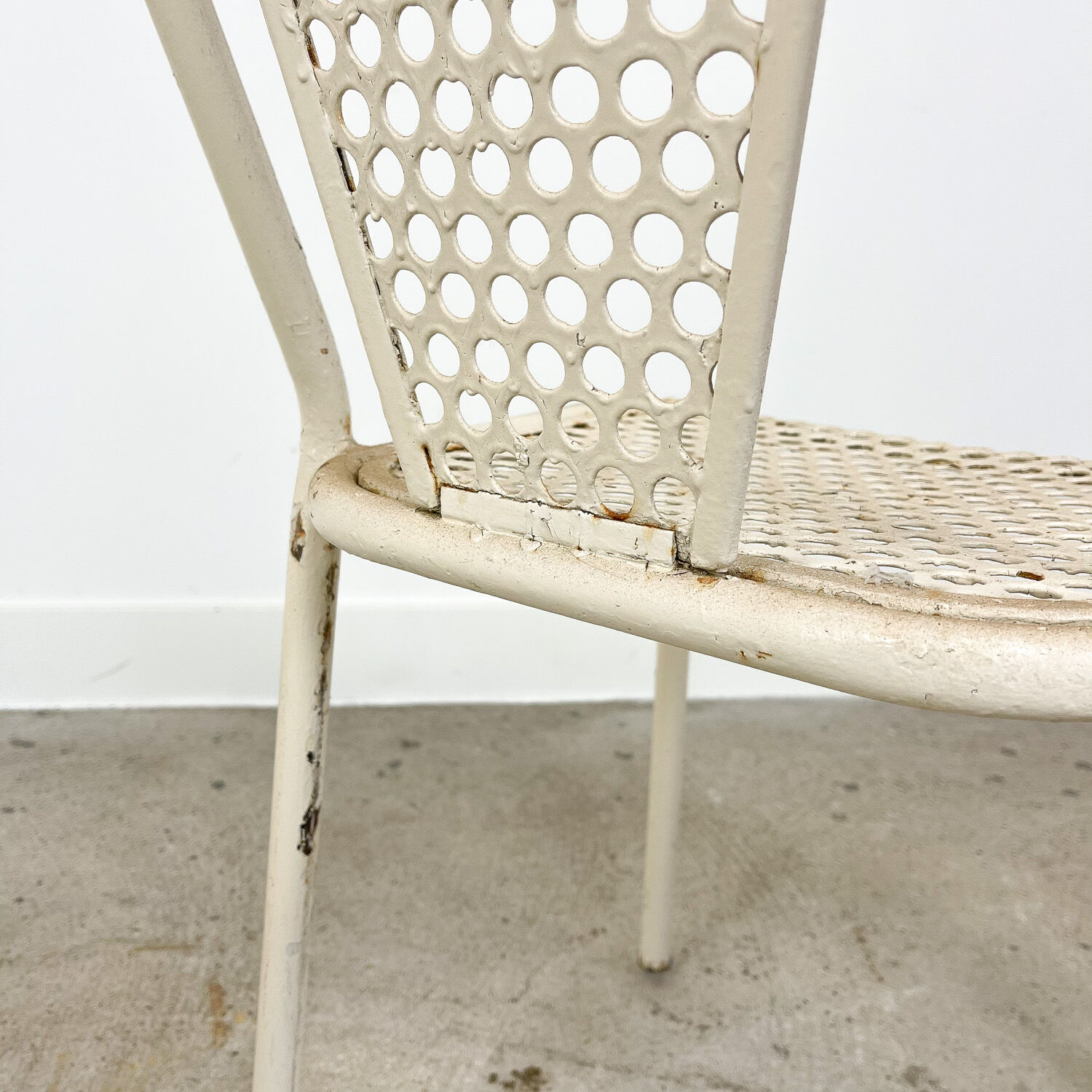 Set of four vintage industrial metal bistro chairs by Rene malaval