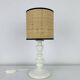 White turned wooden lamp, rattan shade, 1960s.