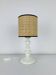 White turned wooden lamp, rattan shade, 1960s.