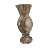 Vintage vase in marbled onyx stone shades of beige and brown
