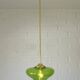 Vintage Pendant Light  Hand Blown Green Glass MCM Bar Hanging Cool Lamps